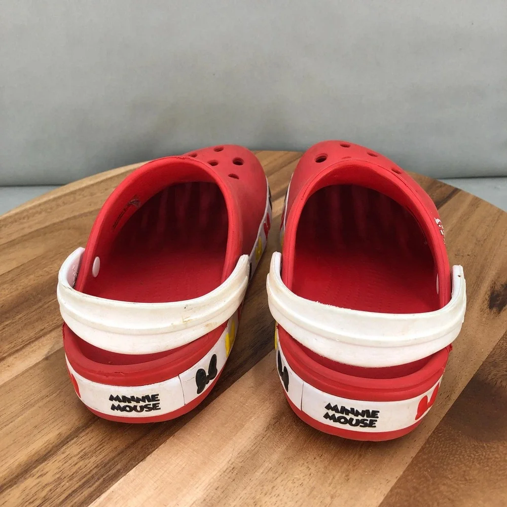 Crocs Disney Minnie Mouse Clogs Red White Bows Comfort Shoes Girls Size 3
